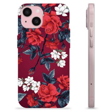 iPhone 15 TPU Hülle - Vintage Blumen