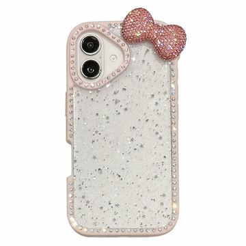 iPhone 16 Schleife & Strass Epoxy Hülle - Rosa