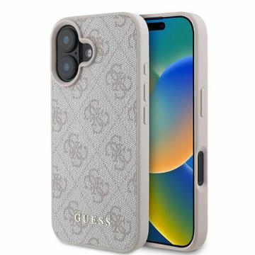 iPhone 16 Guess 4G Metal Gold Logo Hybrid Hülle - Rosa