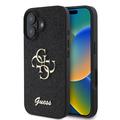 iPhone 16 Guess Fixed Glitter 4G Metal Logo Hülle - Schwarz