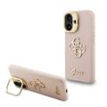 iPhone 16 Guess Grained 4G Logo Standkamera-Rahmengehülle - Rosa