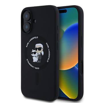 iPhone 16 Karl Lagerfeld Karl and Choupette Flüssigkeit Silikon MagSafe Hülle