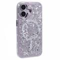 iPhone 16 MagSafe-Glitzerndes Pailletten-Epoxidhülle - Weiß