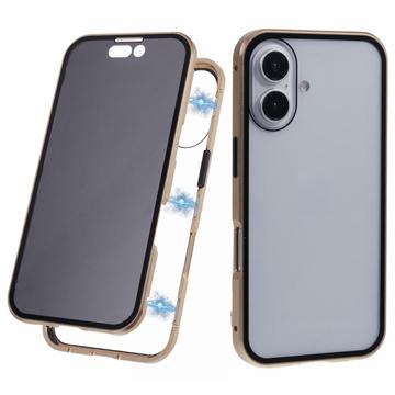 iPhone 16 Magnetisches Hülle mit Panzerglas - 9H - Privat - Gold
