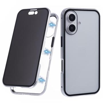iPhone 16 Magnetisches Hülle mit Panzerglas - 9H - Privat - Silber