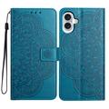 iPhone 16 Mandala Serie Wallet Hülle - Blau