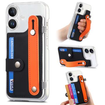 iPhone 16 Kunststoffhülle CY1 - Kartensteckplatz, Armband, Ständer - Schwarz