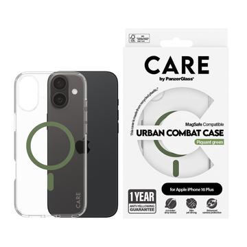 iPhone 16 Plus PanzerGlass Care Transparent Urban Combat Case - MagSafe Kompatibel - Grün