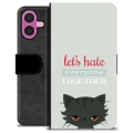 iPhone 16 Plus Premium Schutzhülle mit Geldbörse - Böse Katze