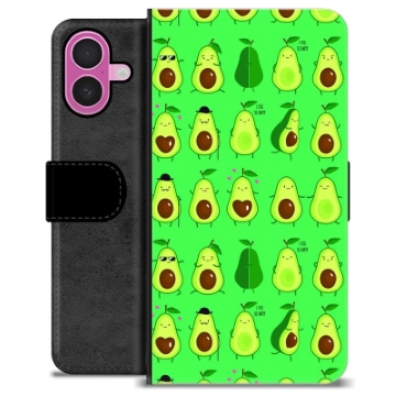 iPhone 16 Plus Premium Schutzhülle mit Geldbörse - Avocado Muster