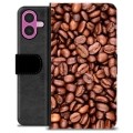 iPhone 16 Plus Premium Schutzhülle mit Geldbörse - Kaffeebohnen