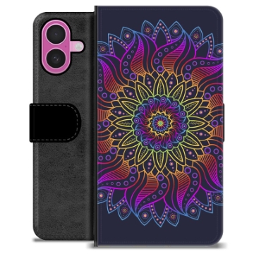 iPhone 16 Plus Premium Schutzhülle mit Geldbörse - Buntes Mandala