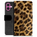 iPhone 16 Plus Premium Schutzhülle mit Geldbörse - Leopard