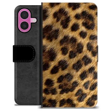 iPhone 16 Plus Premium Schutzhülle mit Geldbörse - Leopard