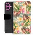 iPhone 16 Plus Premium Schutzhülle mit Geldbörse - Pinke Blumen