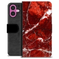 iPhone 16 Plus Premium Schutzhülle mit Geldbörse - Roter Marmor