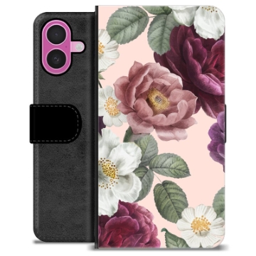 iPhone 16 Plus Premium Schutzhülle mit Geldbörse - Romantische Blumen