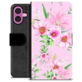 iPhone 16 Plus Premium Schutzhülle mit Geldbörse - Aquarell Blumen