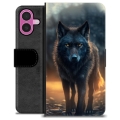 iPhone 16 Plus Premium Schutzhülle mit Geldbörse - Wolf