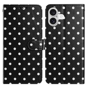 iPhone 16 Wallet Case mit Punktmuster - Schwarz