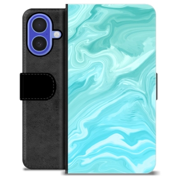 iPhone 16 Premium Schutzhülle mit Geldbörse - Blauer Marmor