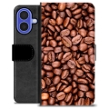 iPhone 16 Premium Schutzhülle mit Geldbörse - Kaffeebohnen