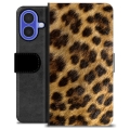 iPhone 16 Premium Schutzhülle mit Geldbörse - Leopard