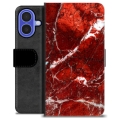 iPhone 16 Premium Schutzhülle mit Geldbörse - Roter Marmor
