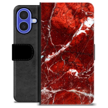 iPhone 16 Premium Schutzhülle mit Geldbörse - Roter Marmor