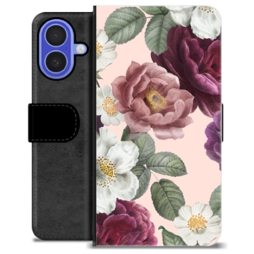 iPhone 16 Premium Schutzhülle mit Geldbörse - Romantische Blumen