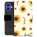 iPhone 16 Premium Schutzhülle mit Geldbörse - Sonnenblume