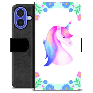 iPhone 16 Premium Schutzhülle mit Geldbörse - Einhorn
