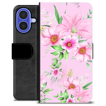 iPhone 16 Premium Schutzhülle mit Geldbörse - Aquarell Blumen