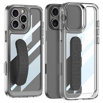 iPhone 16 Pro Durchsichtig Hülle mit Silikon-Handschlaufe - Schwarz