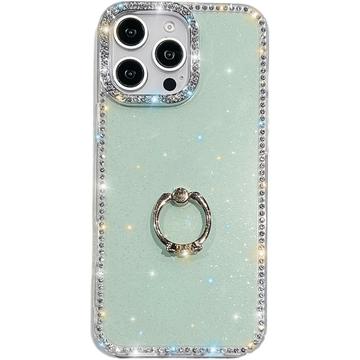iPhone 16 Pro CrystalGlow Hybrid Hülle mit Ringhalterung - Grün