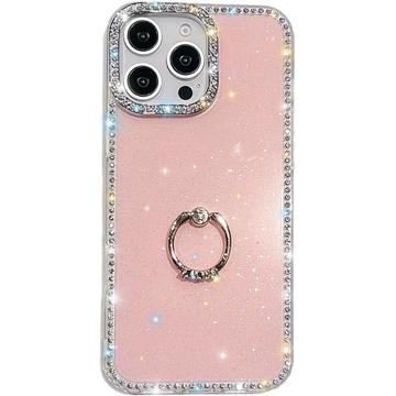 iPhone 16 Pro CrystalGlow Hybrid Hülle mit Ringhalterung - Rosa