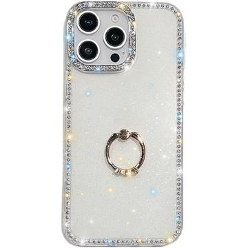 iPhone 16 Pro CrystalGlow Hybrid Hülle mit Ringhalterung - Weiß