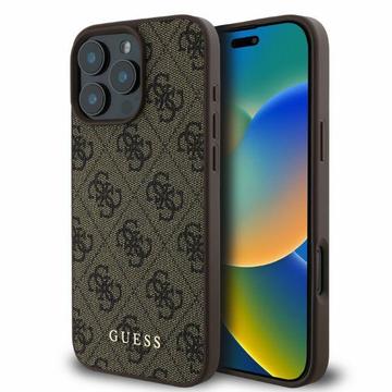 iPhone 16 Pro Guess 4G Metal Gold Logo Hybrid Hülle - Braun
