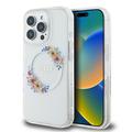 iPhone 16 Pro Guess IML Flowers Wreath Hülle - MagSafe-kompatibel - Durchsichtig