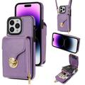 iPhone 16 Pro Max Alles-in-einem-Hülle mit Brieftasche und Armband - Lila