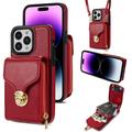 iPhone 16 Pro Max Alles-in-einem-Hülle mit Brieftasche und Armband - Rot