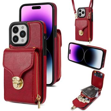 iPhone 16 Pro Max Alles-in-einem-Hülle mit Brieftasche und Armband - Rot