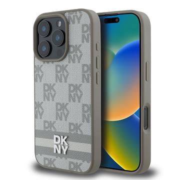iPhone 16 Pro Max DKNY Kariertes Muster und Streifen Hülle - Beige
