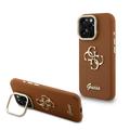 iPhone 16 Pro Max Guess Grained 4G Logo Standkamera-Rahmengehülle - Braun