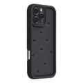iPhone 16 Pro Max Herz-Muster stoßfest TPU Hülle mit erhöhten Kanten - schwarz