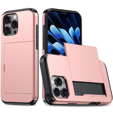 iPhone 16 Pro Max Hybrid-Hülle mit Verschiebbarem Kartensteckplatz - Roségold