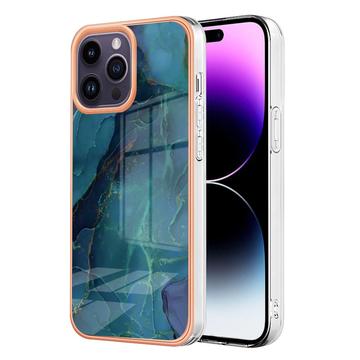 iPhone 16 Pro Max Galvanisierte IMD TPU-Hülle mit Marmormuster - Grün