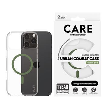 iPhone 16 Pro Max PanzerGlass Care Transparent Urban Combat Case - MagSafe Kompatibel - Grün