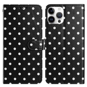 iPhone 16 Pro Max Wallet Case mit Punktmuster - Schwarz