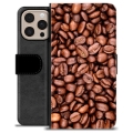 iPhone 16 Pro Max Premium Schutzhülle mit Geldbörse - Kaffeebohnen